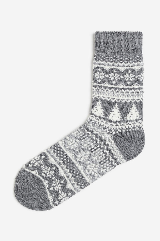 H&M Socken aus Wollmischung Grau/Gemustert