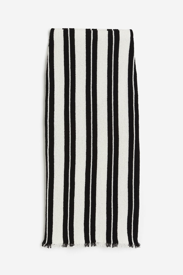 H&M Knitted Skirt White/black Striped