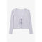Tie-front Ribbed Cardigan Lilac With Floral Print