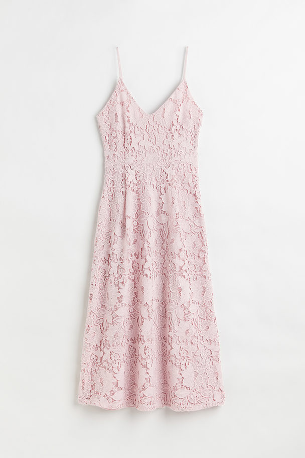 H&M Lace V-neck Dress Light Pink