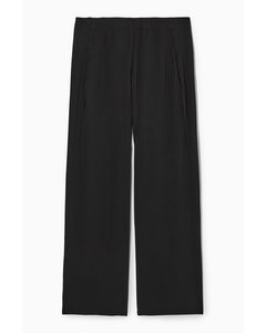 Pleated Elasticated Trousers Black