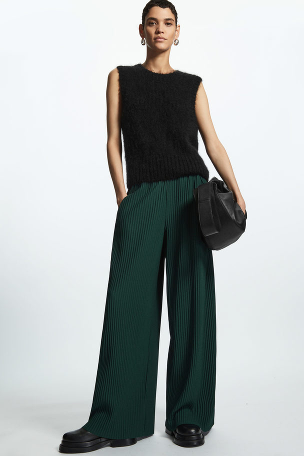 COS Pleated Elasticated Trousers Dark Green
