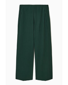 Pleated Elasticated Trousers Dark Green
