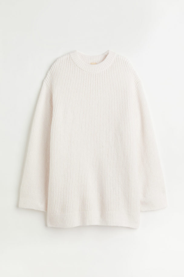 H&M Gerippter Pullover aus Wollmix Weiß