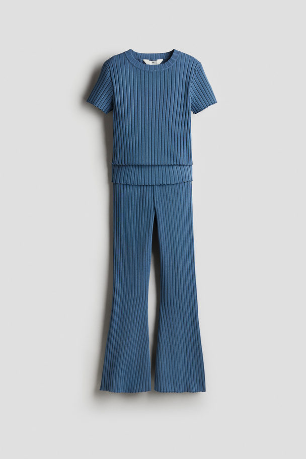 H&M 2-piece Rib-knit Set Blue