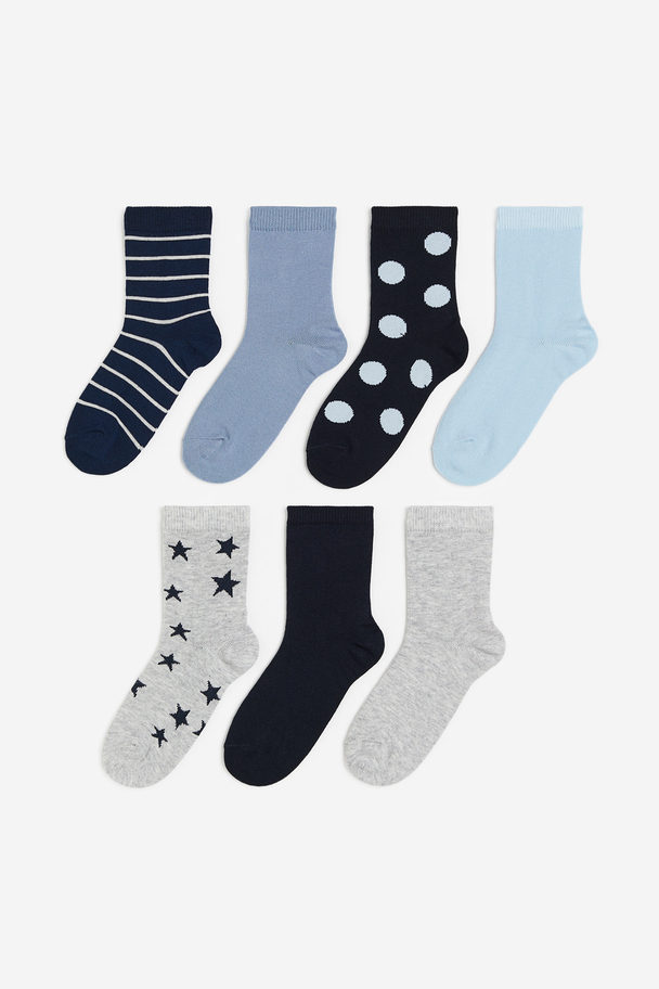 H&M 7-pack Patterned Socks Grey Marl/stars