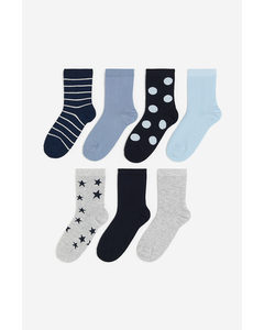 7-pack Patterned Socks Grey Marl/stars
