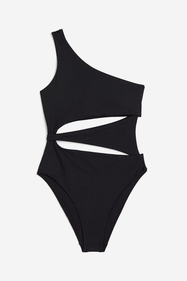 H&M Padded-cup High-leg Swimsuit Black