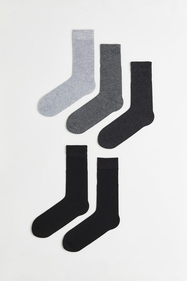 H&M 5er-Pack Socken Grau/Schwarz