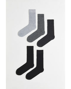 5er-Pack Socken Grau/Schwarz