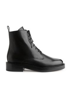 Lace Up Leather Boots Black