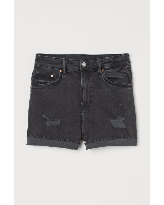 H&M Mom Ultra High Denim Shorts Black/washed Out