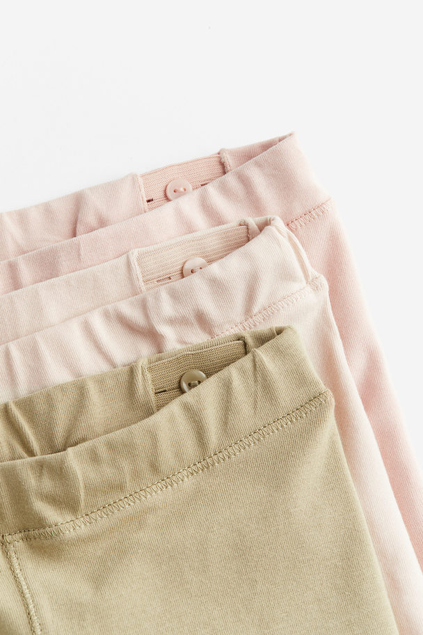 H&M 3-pack Cotton Leggings Beige/light Pink