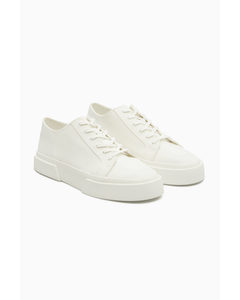 Canvas Lace-up Trainers White