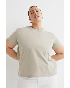 H&M+ T-Shirt aus Baumwolle Helles Greige