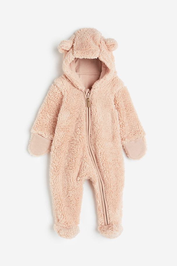 H&M Pile All-in-one Suit With Ears Light Pink