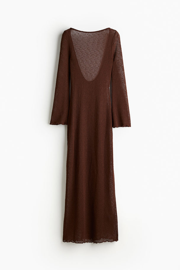 H&M Low-back Knitted Bodycon Dress Dark Brown