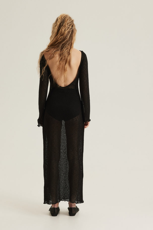 H&M Strikket Bodycon-kjole Med Dyp Rygg Sort