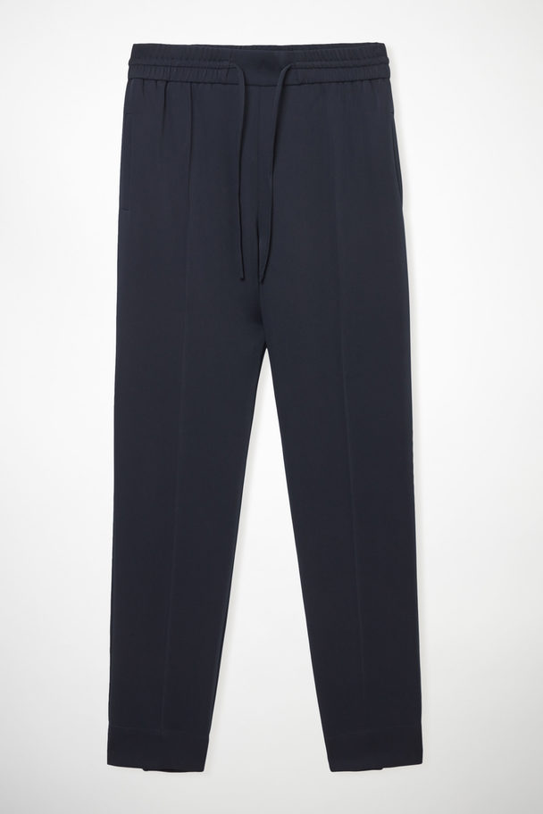 COS Elasticated Woven Joggers Navy