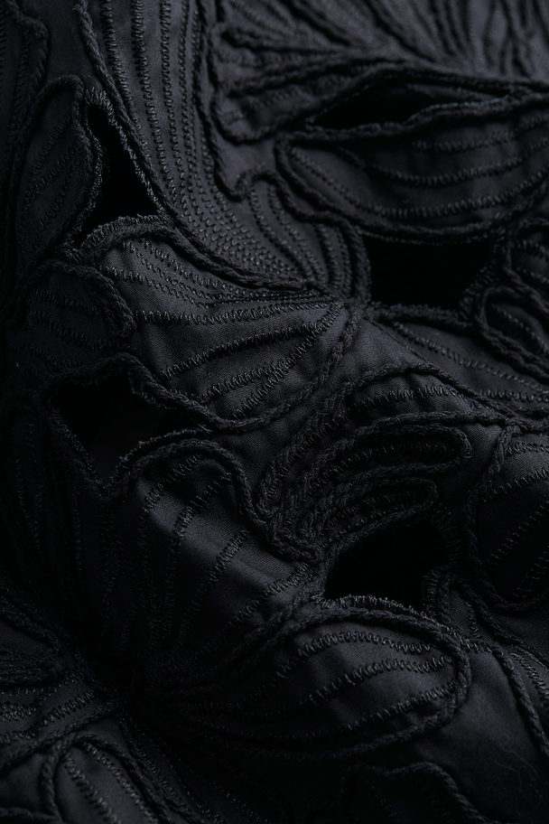 H&M Embroidered Dress Black