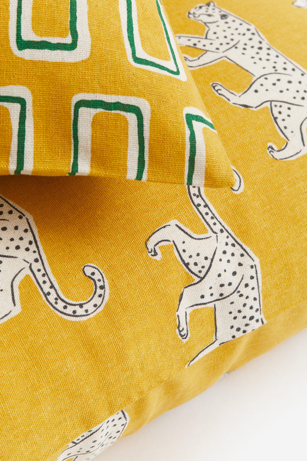 H&M HOME 2-pack Cotton Cushion Covers Mustard Yellow/leopards