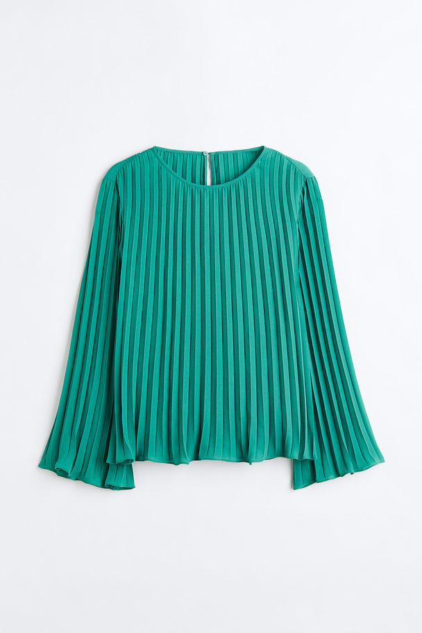 H&M Pleated Blouse Turquoise