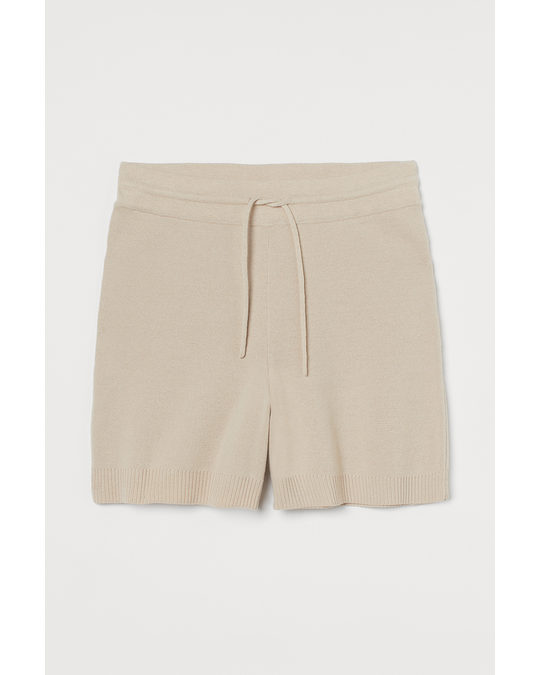 H&M Fine-knit Shorts Light Beige