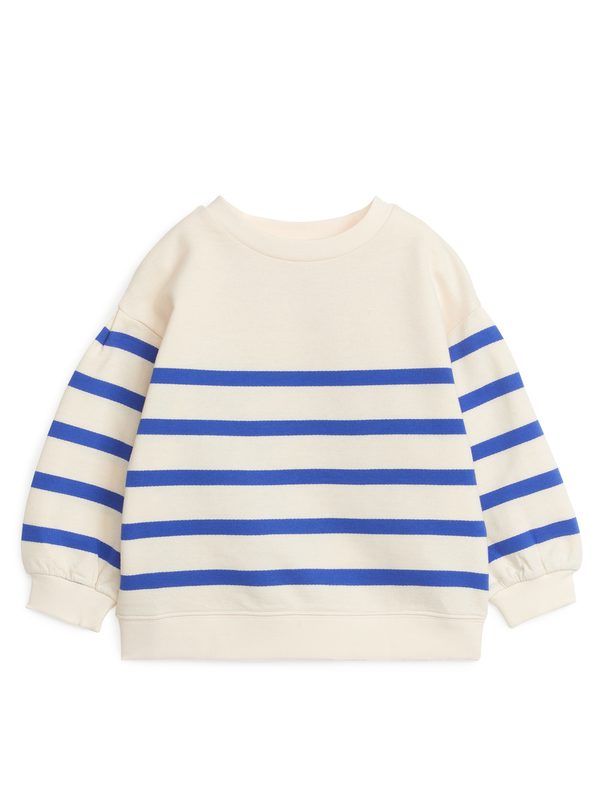 ARKET Sweatshirt Met Pofmouwen Crème/blauw