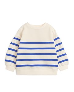 Sweatshirt mit Puffärmeln Creme/Blau