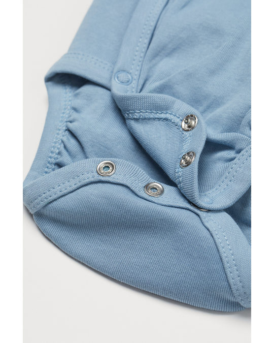 H&M 5-pack Wrapover Bodysuits Light Blue/blue