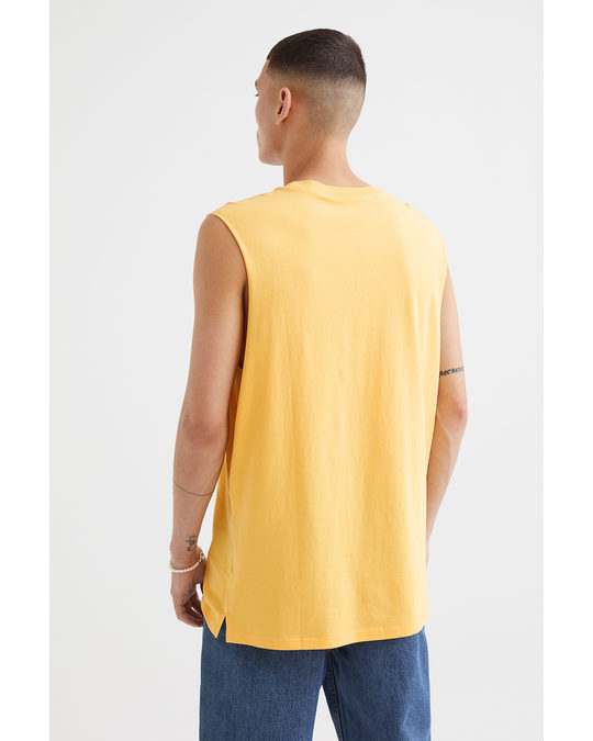 H&M Relaxed Fit Cotton Sleeveless Top Yellow/let’s Have Some Fun