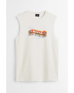 Tanktop I Bomuld Relaxed Fit Creme/hawaii