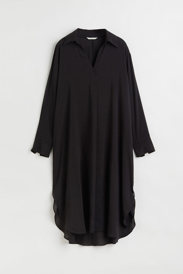 H&M Lyocell-blend Shirt Dress Black