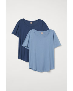 H&m+ 2-pak T-shirt I Modalmix Lyseblå/mørkeblå