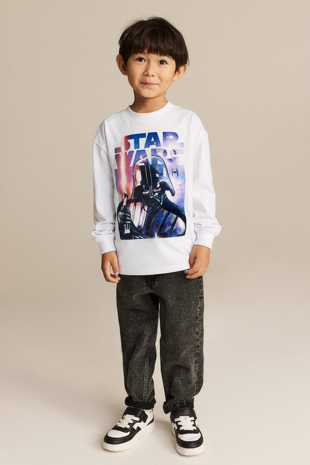 H&M Langærmet T-shirt Med Tryk Hvid/star Wars