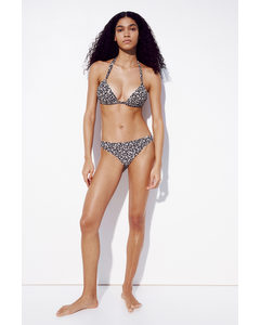 Push-up Triangle Bikini Top Black/beige Floral