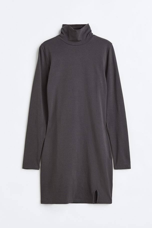 H&M Polo-neck Bodycon Dress Dark Grey