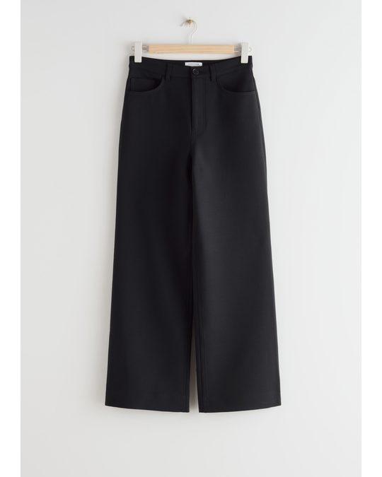 & Other Stories Wide High Waist Trousers Black