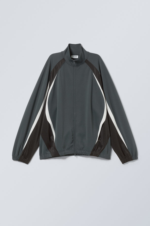 Weekday Amy Colour Block Track Jacket Dark Grey Colour Block