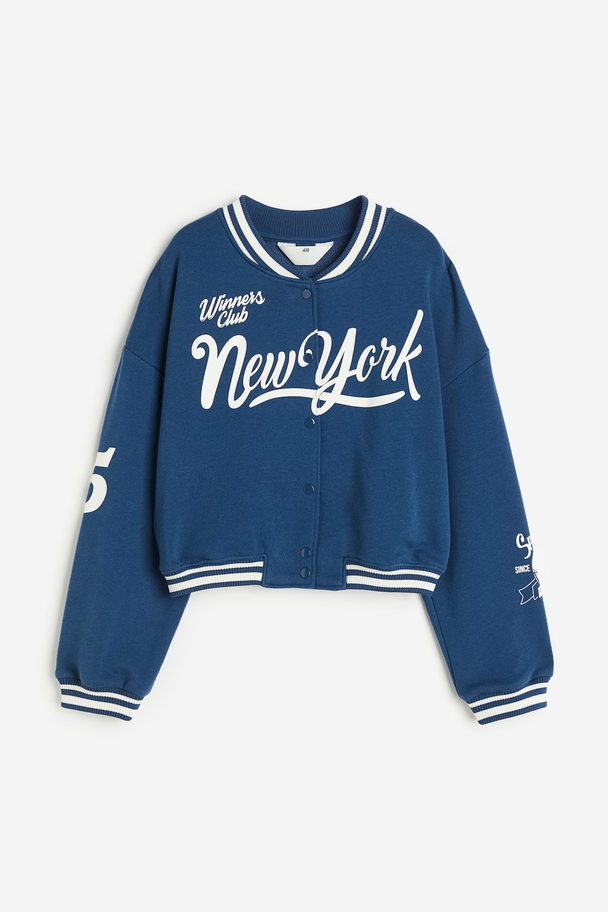 H&M Oversized Baseball Jacket Blue/new York