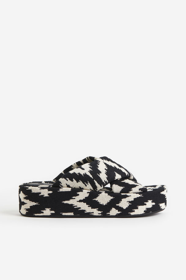 H&M Padded Platform Sandals Black/patterned
