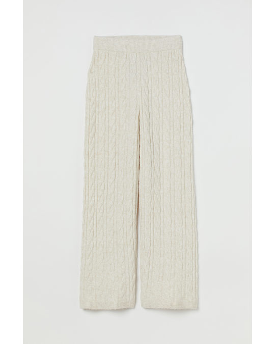 H&M Cable-knit Trousers Light Beige Marl