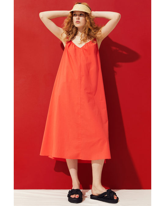 H&M Cotton Voile A-line Dress Red