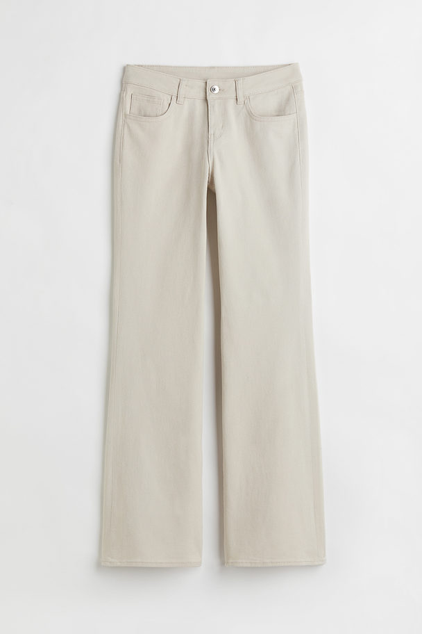 H&M Low Waist Flared Twill Trousers Light Beige