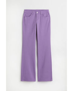 Low Waist Flared Twill Trousers Purple