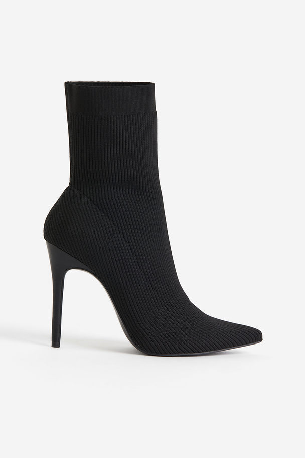 Public Desire Miraval Heeled Ankle Boot Black Knit