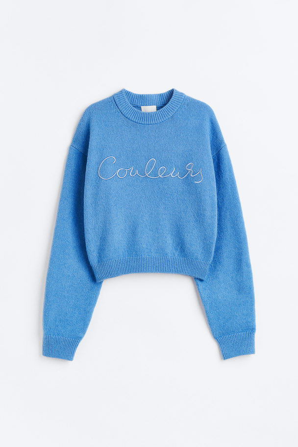 H&M Embroidered Jumper Blue/couleurs