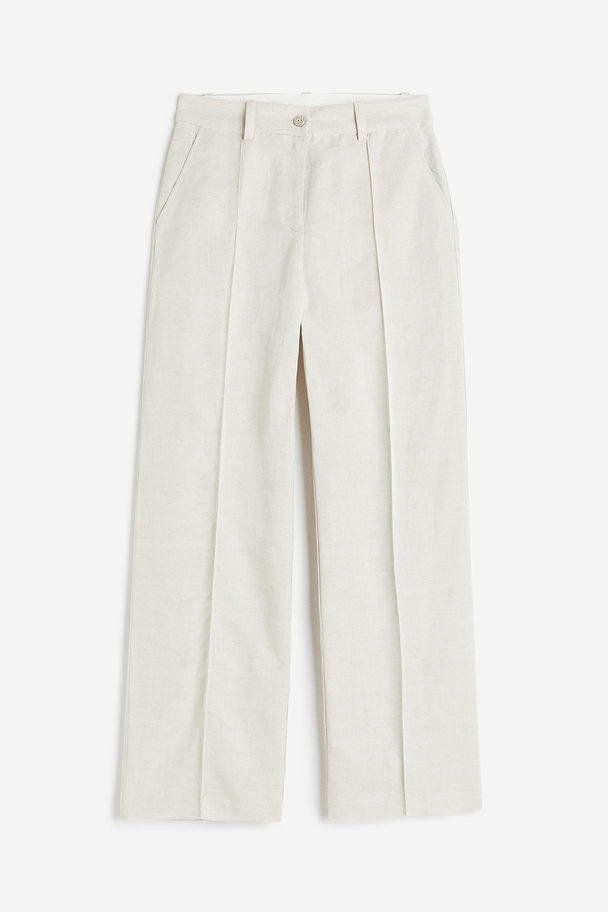 H&M Tailored Linen-blend Trousers Light Beige