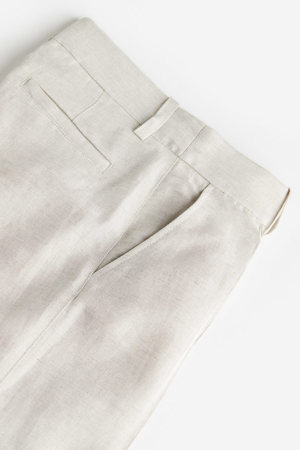 H&M Tailored Linen-blend Trousers Light Beige