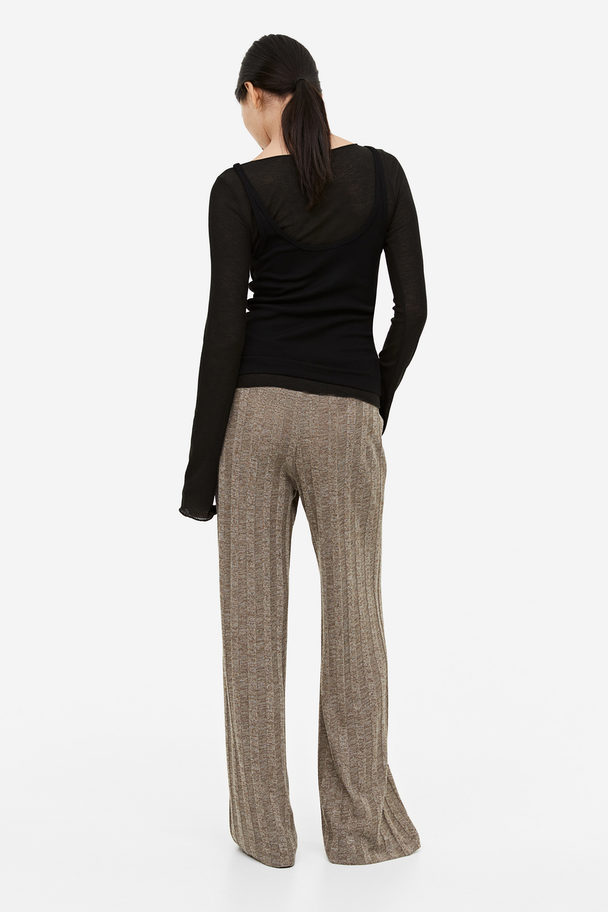 H&M Rib-knit Trousers Dark Mole